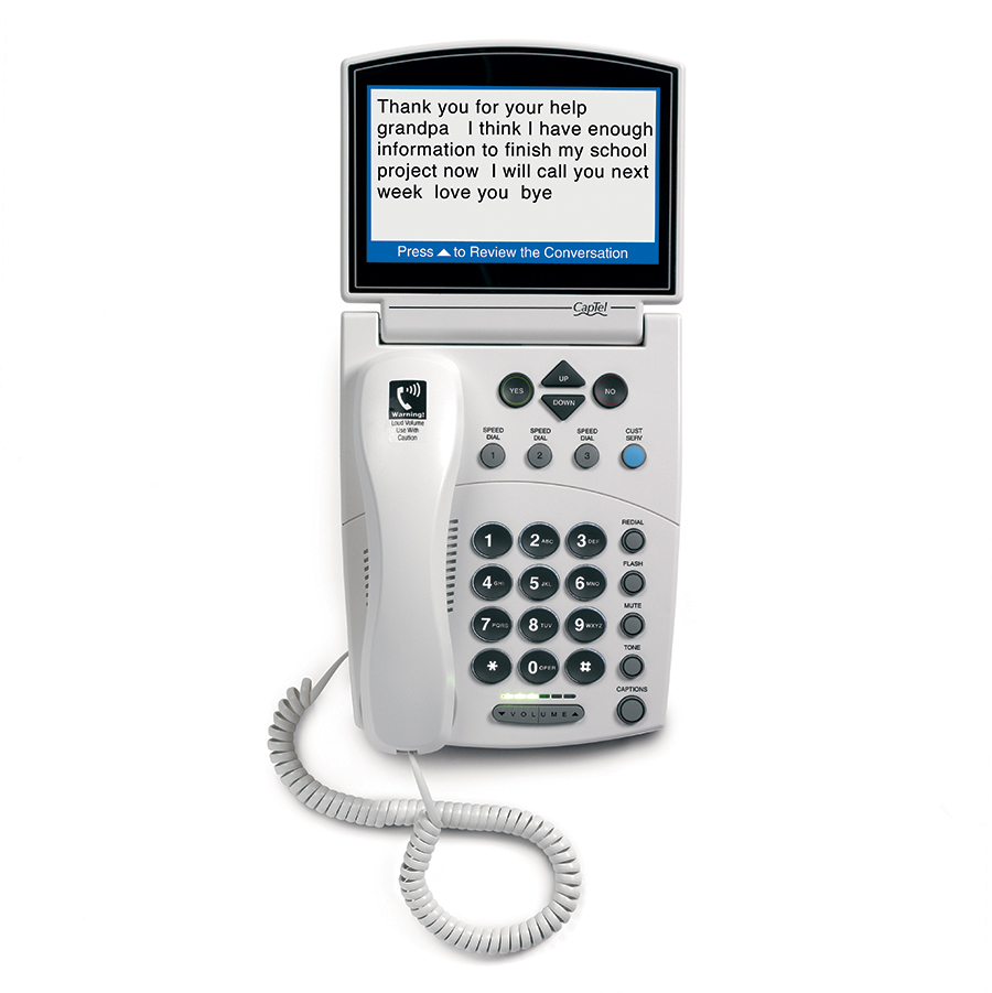 CapTel 840i is a phone for hearing loss that provides captions of everything your caller says.