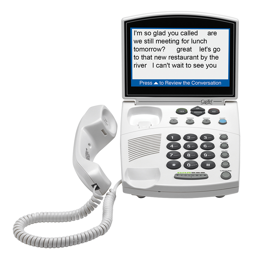 CapTel 840 is a phone for hearing loss that provides captions of everything your caller says.