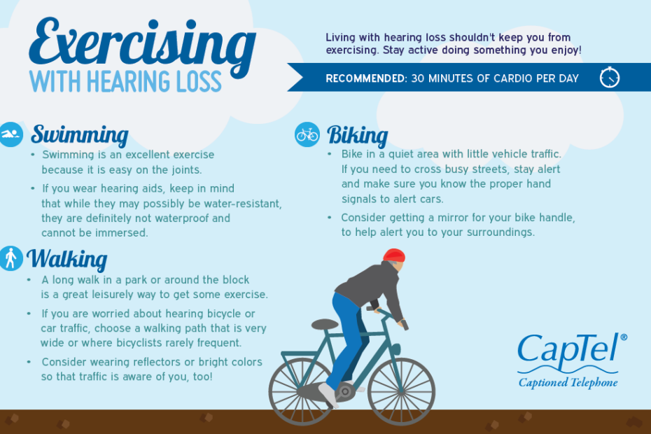 An infographic showing how exercise can help with hearing loss