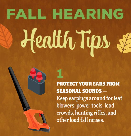 An infographic providing fall tips for maintaining hearing health.