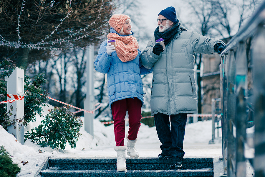 Image of a senior bundled up in warm clothing