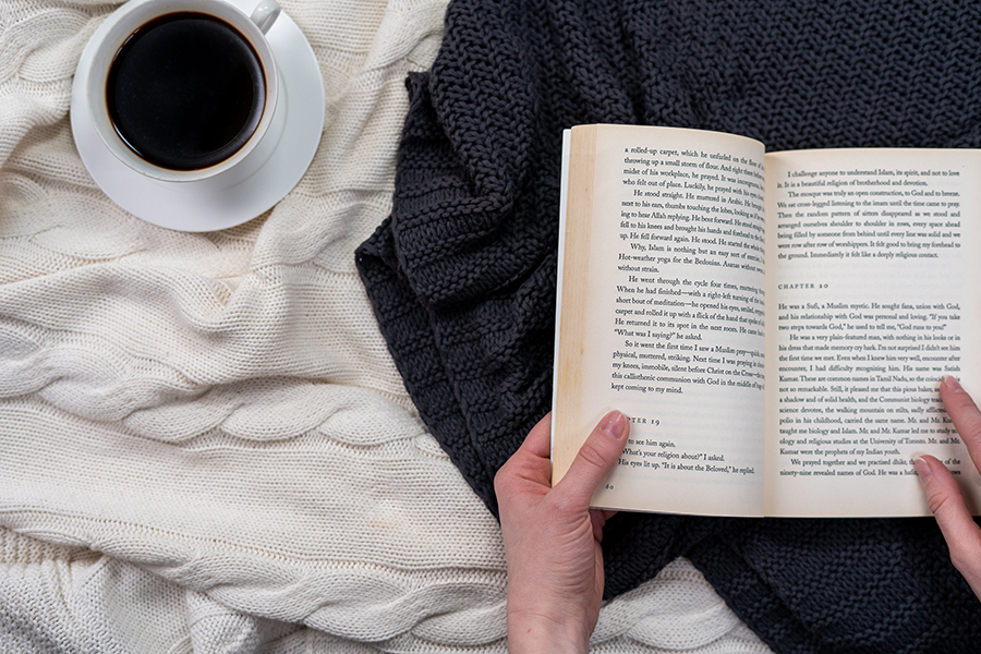 A stack of books with titles that promise fascinating winter reading options.