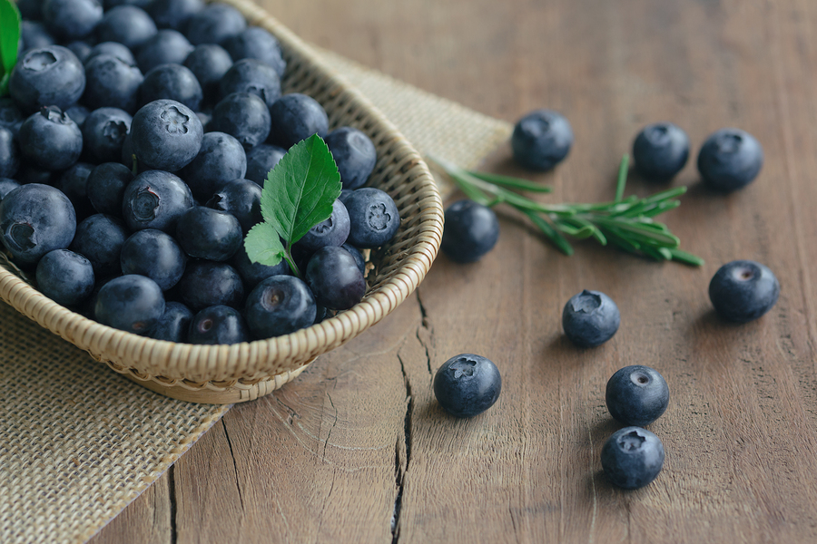 A close-up image of fresh blueberries