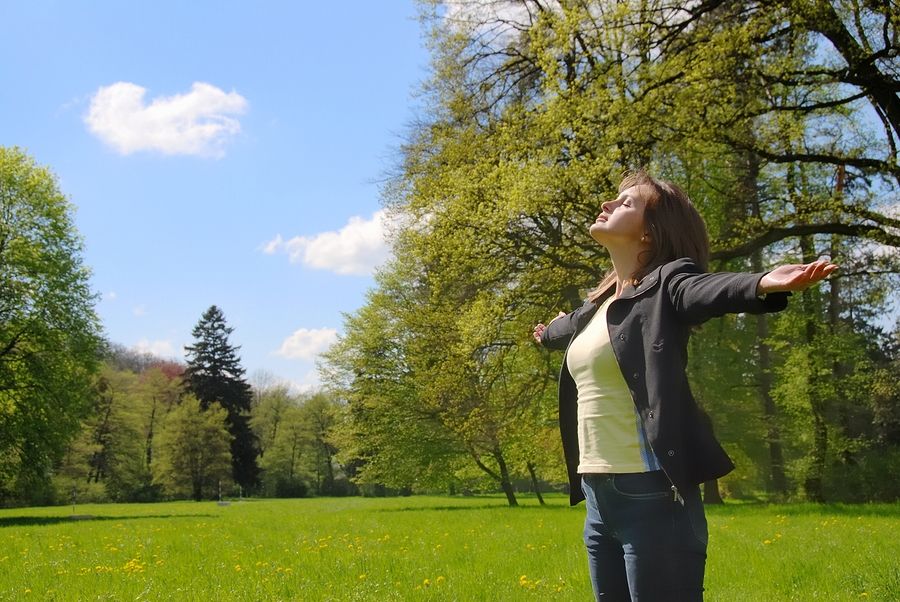 A person sitting in the sun