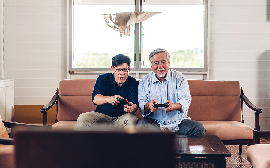 Image of a person playing video games