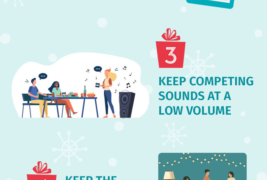 Communication tips for holiday gatherings for individuals with hearing loss.