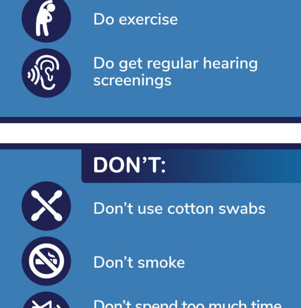 A helpful infographic displaying various tips for hearing protection.