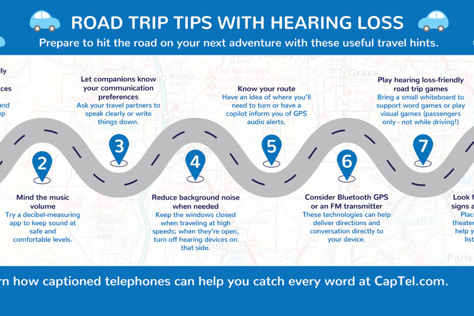 An infographic providing road trip tips for those with hearing loss