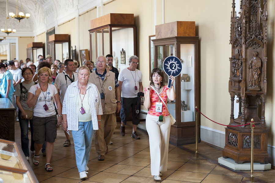 A group of tourists traveling together