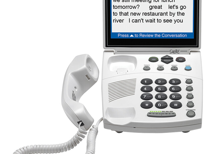 Image of a captioned telephone designed for individuals with hearing loss